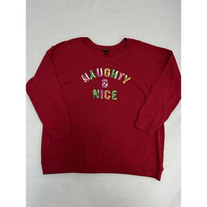 Torrid 2X Naughty&Nice Classic Fit Cozy Fleece Crew Neck Sequin Holiday Sweater